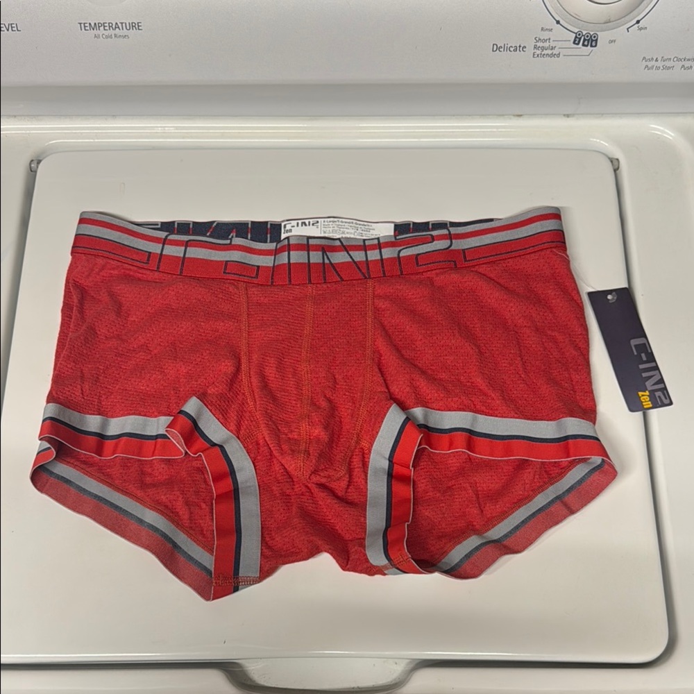 Red Boxer Briefs with Sporty Gray Trim